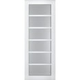 thumbnail image 1 of Slab Barn Door Panel Frosted Glass | Veregio 7602 White Silk | Sturdy Finished Doors | Pocket Closet Sliding-24" x 96", 1 of 5