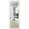thumbnail image 1 of Slab Barn Door Panel | Quadro 4522 White Silk with Clear Glass | Sturdy Finished Doors | Pocket Closet Sliding-30" x 84"-Clear Glass, 1 of 5