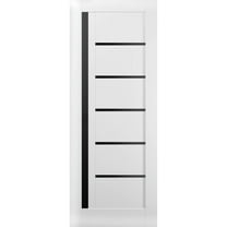 Slab Barn Door Panel | Quadro 4588 White Silk with Black Glass | Sturdy Finished Doors | Pocket Closet Sliding-36" x 84"-Black Glass