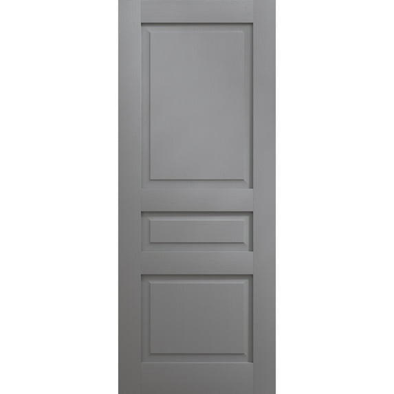 Slab Door Panel 18 x 80 inches | Ego 5012 Painted Grey Oak | Wood Veneer Doors | Pocket Closet Sliding Barn