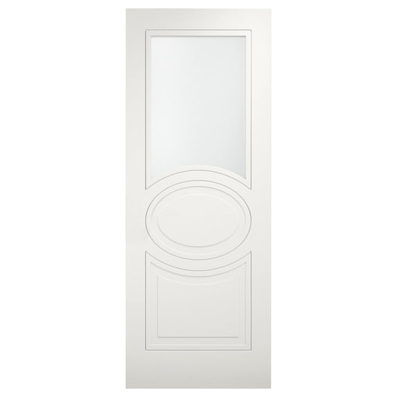Slab Door Panel Opaque Glass 24 x 80 inches / Mela 7012 Matte White / Modern Finished Doors / Pocket Closet Sliding Barn