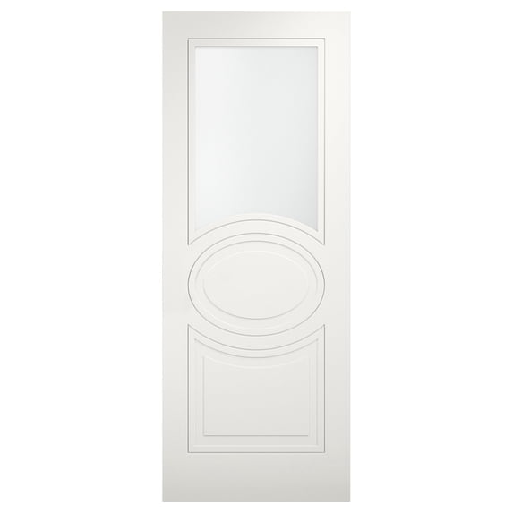 Slab Door Panel Opaque Glass 24 x 84 inches / Mela 7012 Matte White / Modern Finished Doors / Pocket Closet Sliding Barn