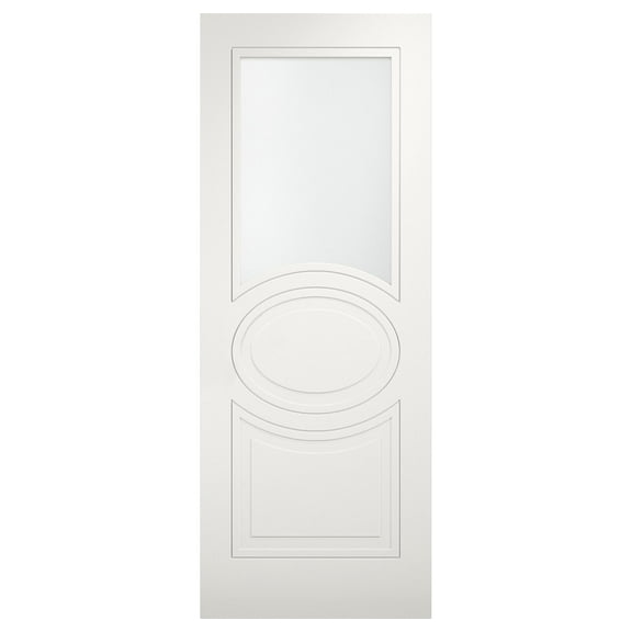Slab Door Panel Opaque Glass 28 x 80 inches / Mela 7012 Matte White / Modern Finished Doors / Pocket Closet Sliding Barn