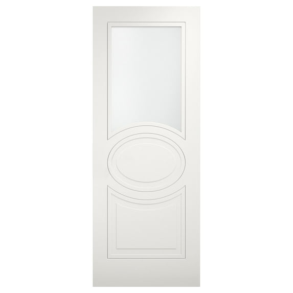 Slab Door Panel Opaque Glass 28 x 80 inches / Mela 7012 Matte White / Modern Finished Doors / Pocket Closet Sliding Barn