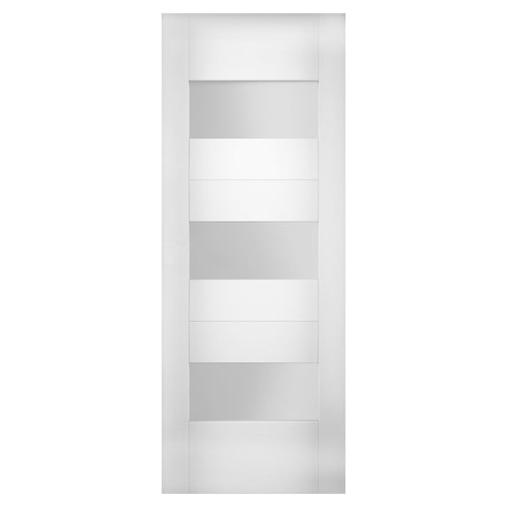 Slab Door Panel Opaque Glass 32 x 80 inches / Sete 6003 White Silk / Modern Finished Doors / Pocket Closet Sliding Barn