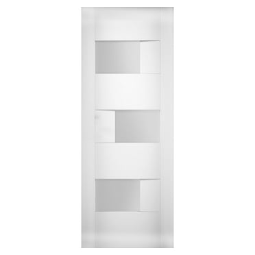 Slab Door Panel Opaque Glass 32 x 80 inches / Sete 6933 White Silk / Modern Finished Doors / Pocket Closet Sliding Barn