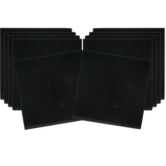 Slab Dream Lab 12"X12" Slab Lite Baseplate for All Major Building Bricks and Blocks (Black, 10-Pack)
