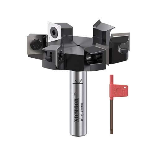 Slab Flattening Router Bit 1/2 Shank, 6-Wing, 3" Cut Dia, Carbide Insert 14x14x2mm, CNC Spoilboard Surfacing Bit, for Wood Planing/Flycutter/ Slab Leveler/ Rabbeting$$Tools & Hardware Other