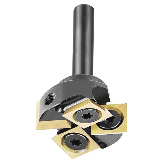 Slab Flattening Router Bit, 1/4 Inch Shank, 1 Inch Cutting Diameter, Carbide Insert CNC Surfacing Bit for Woodworking