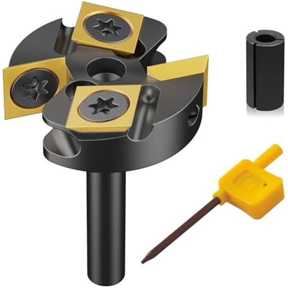Slab Flattening Router Bit 1/4" Shank,/8" Diameter,1/2" to 1/4" Router Collet, Insert Carbide CNC Spoilboard Surfacing Planing Woodworking & MDF Surfacing