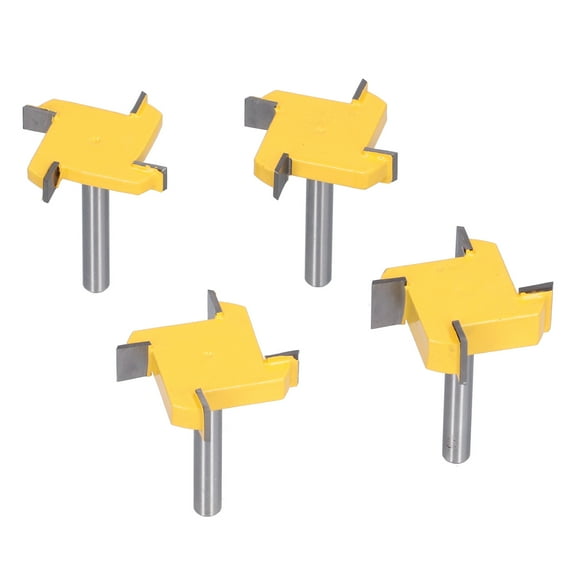 Slab Flattening Surfacing Router Bit, 1/4 Inch Shank 4-Flute Carbide Tipped Woodworking Milling Cutter (0.25 in / 0.64 cm Shank, 4 pcs)