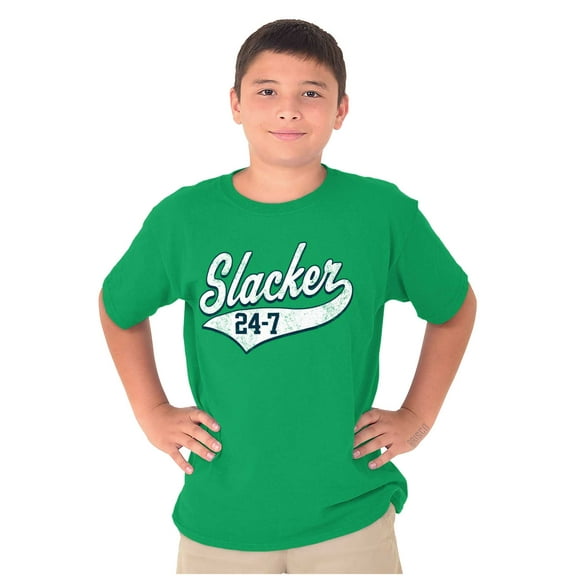 Slacker 247 Couch Potato Lazy Funny Crewneck T Shirts Boy Girl Teen Brisco Brands XS