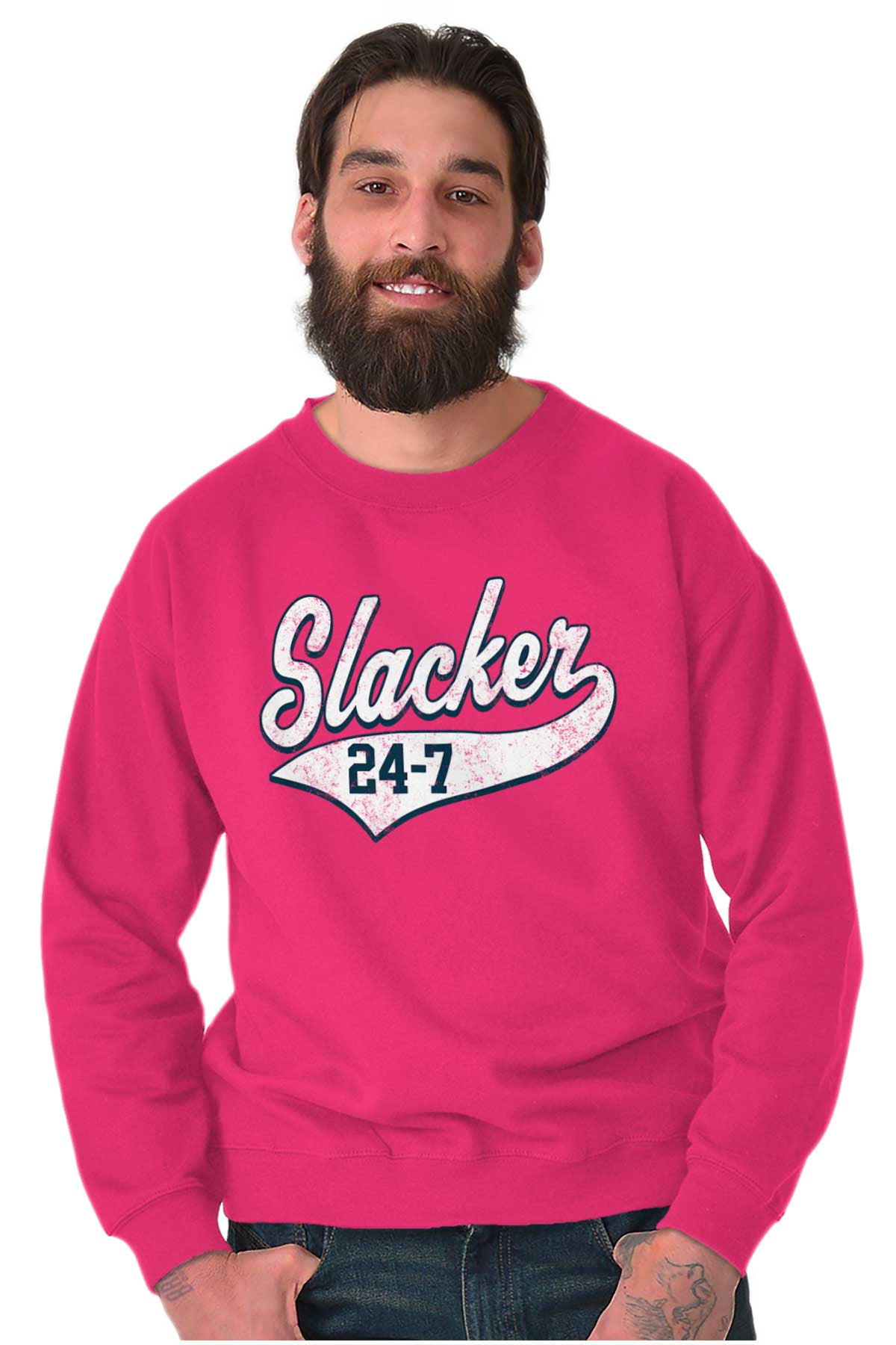 Slacker Funny Lazy People Gym Workout Gift Womens or Mens Crewneck