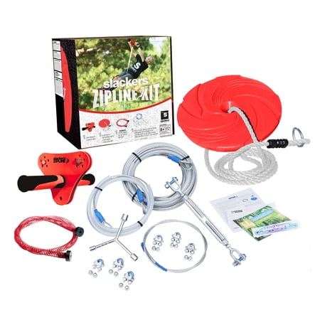 Slackers 90' Zipline Kit with Seat and Bonus Spring Brake System Including Premium Zipline Safety Features