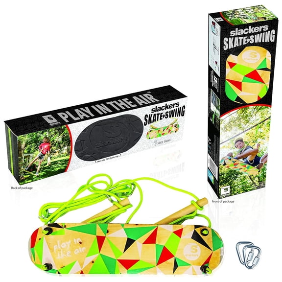 Slackers Skate Swing with Wooden Skateboard Like Base and Non Slip Foam Top