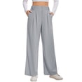 thumbnail image 1 of Slacks for Women Dress Pants Stretchy Work Pants Wide Leg High Waisted Business Casual Trousers with Pockets Waffle, 1 of 7