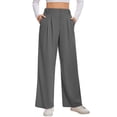 thumbnail image 1 of Slacks for Women Dress Pants Stretchy Work Pants Wide Leg High Waisted Business Casual Trousers with Pockets Waffle, 1 of 7