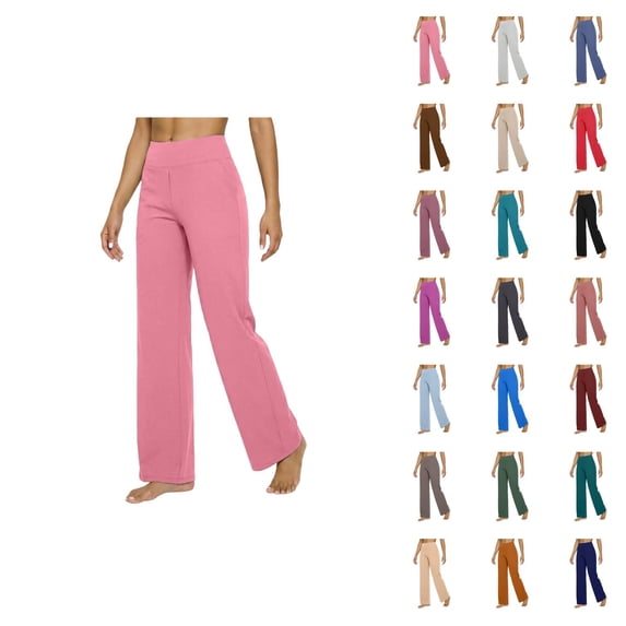 Slacks for Women Spring Summer Elastic High Waist Straight Leg Loose Fit Business Casual Work Pants with Pockets