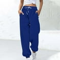 thumbnail image 1 of Slacks for Women Trendy Mid Waist Drawstring Joggers Leisure Loose Fit Solid Color Pants with Pockets Classic Long Pants, 1 of 6