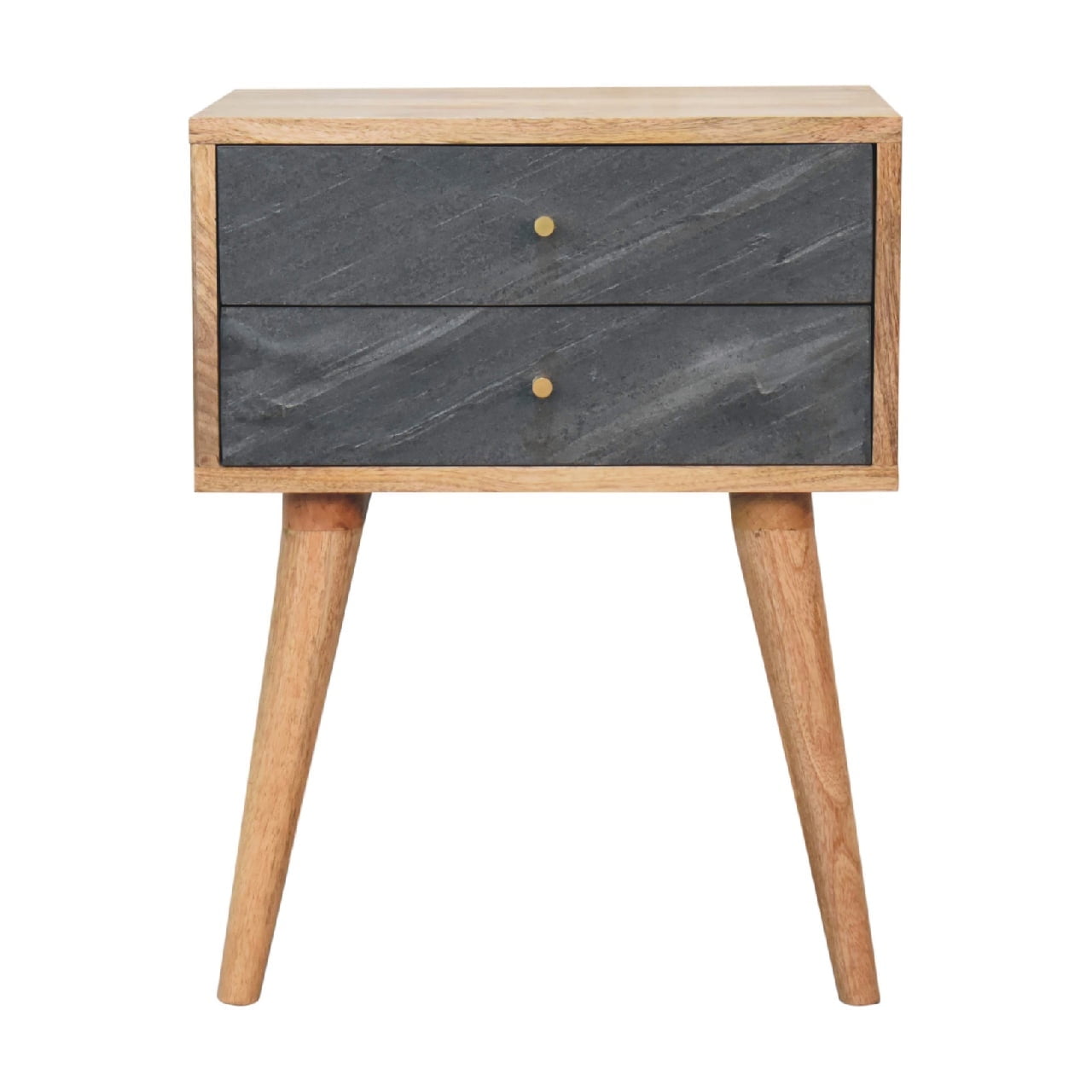 Nordic Oak and Slate 2-Drawer Bedside Table