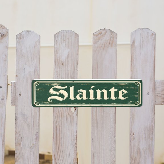 Slainte Cheers Irish Bar Metal Tin Sign For Pub Cafe And Man Cave Decor 4x16 Inch