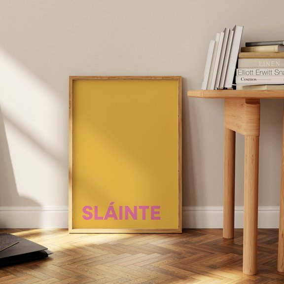 Slainte Irish Cheers Wall Art Print, Gaelic Bar Cart Decor