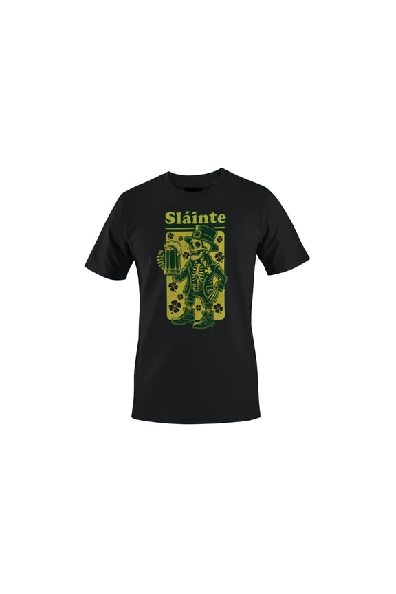 Slainte Skeleton Leprechaun St. Patricks Day Cheers Design Men's T-shirt