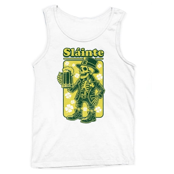Slainte Skeleton Leprechaun St. Patricks Day Cheers Design Men's Tank Top