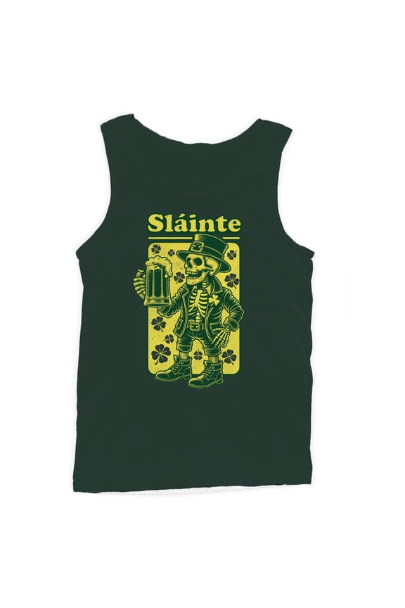 Slainte Skeleton Leprechaun St. Patricks Day Cheers Design Men's Tank Top