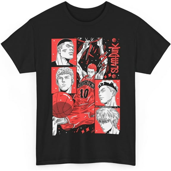 Slam Anime Dunk Hanamichi Sakuragi and Kaede Rukawa Cotton Short Sleeve T-Shirt