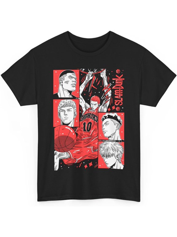 Slam Anime Dunk Hanamichi Sakuragi and Kaede Rukawa Cotton Short Sleeve T-Shirt