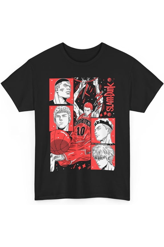 Slam Anime Dunk Hanamichi Sakuragi and Kaede Rukawa Cotton Short Sleeve T-Shirt