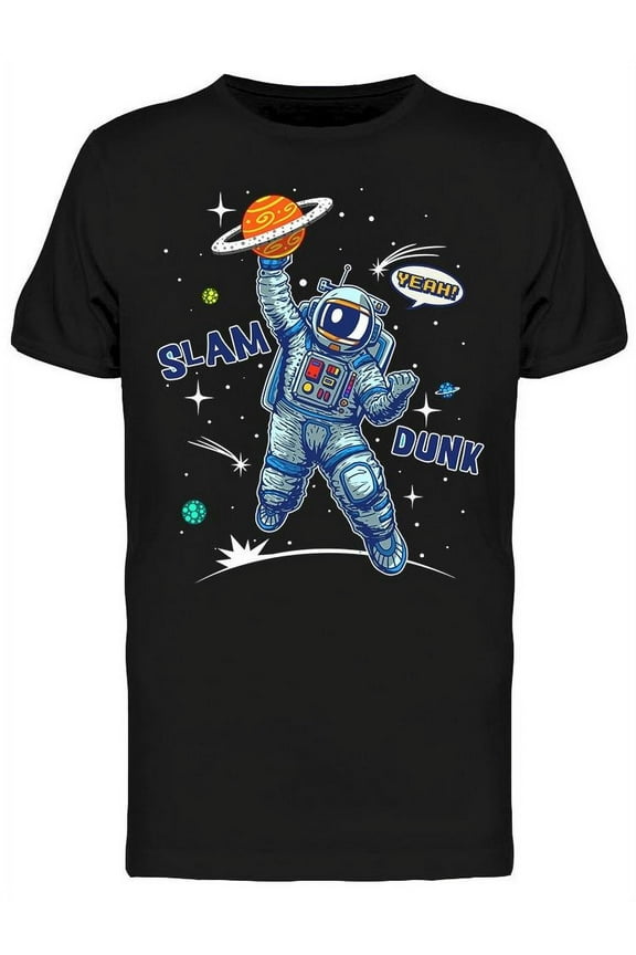 Slam Dunk Astronaut Basketball T-Shirt Men -Image by Shutterstock, Male Large