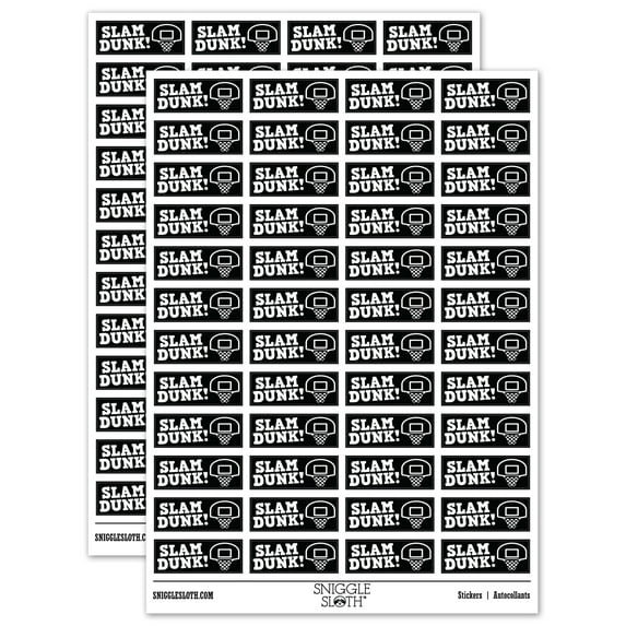Slam Dunk Basketball Teacher Student School Sticker Set - Black - Gloss Finish - 1.25" Mini