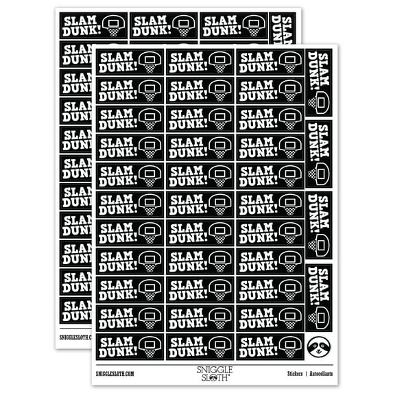 Slam Dunk Basketball Teacher Student School Sticker Set - Black - Matte Finish - 1.5" Small