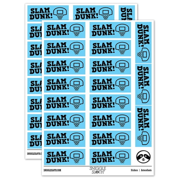 Slam Dunk Basketball Teacher Student School Sticker Set - Light Blue - Matte Finish - 2.00" Large