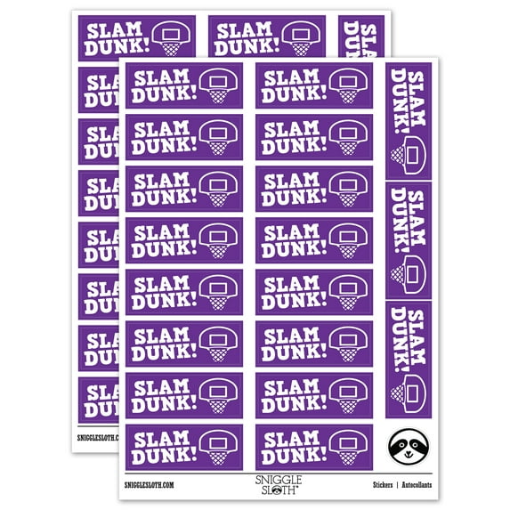 Slam Dunk Basketball Teacher Student School Sticker Set - Purple - Gloss Finish - 2.00" Large