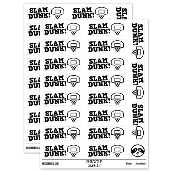 Slam Dunk Basketball Teacher Student School Sticker Set - White - Gloss Finish - 2.00" Large