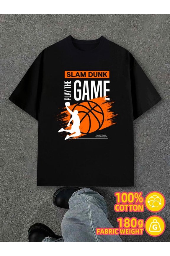Greenink Slam Dunk Game mens 180G Cotton white Funny Unisex Shirt Printed tshirts Casual Unisex Shirt Cotton tshirts Retro Unisex Shirt Graphic tshirts