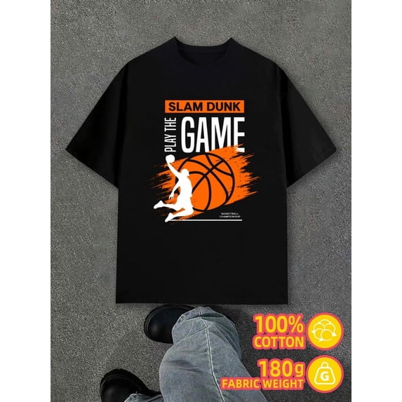 Greenink Slam Dunk Game mens 180G Cotton white Funny Unisex Shirt Printed tshirts Casual Unisex Shirt Cotton tshirts Retro Unisex Shirt Graphic tshirts