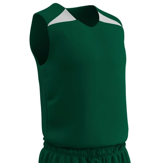 Slam Dunk Reversible Basketball Jersey, Youth Medium, Forest Green and White