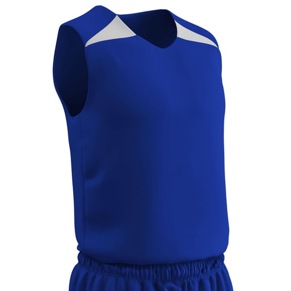 Slam Dunk Reversible Basketball Jersey, Youth Small, Royal and White