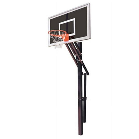 Slam Eclipse Steel-Smoked Glass In Ground Adjustable Basketball System, Maroon