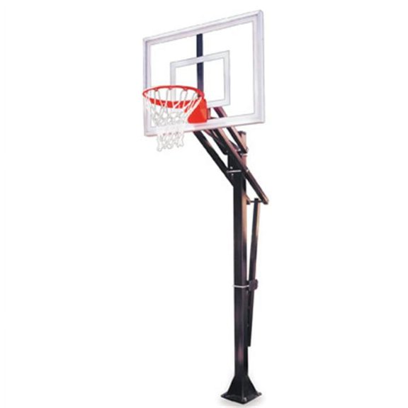 Slam Turbo-BP Steel-Glass In Ground Adjustable Basketball System, Desert Gold