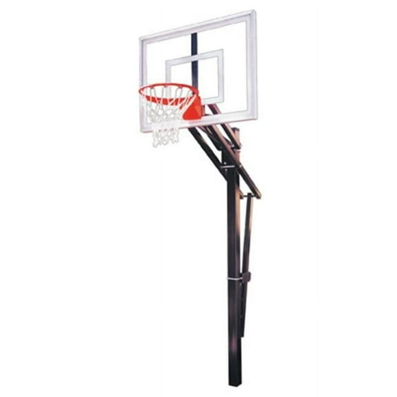 Slam Turbo Steel-Glass In Ground Adjustable Basketball System, Saddle Brown