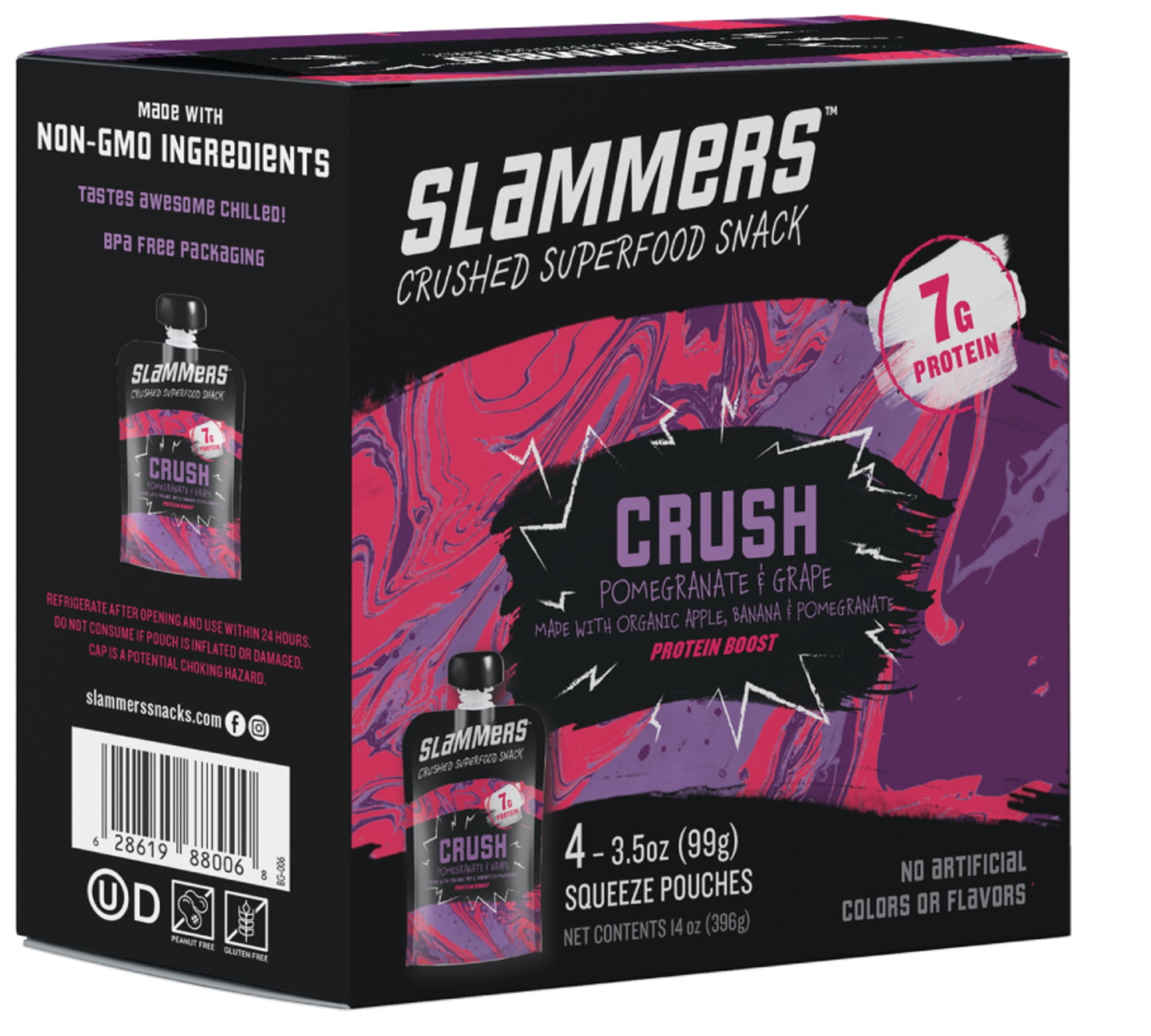 Slammers Organic Snack, Pomegranate Grape, 3.5 oz, 4 Pack