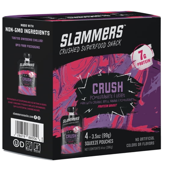 Slammers Organic Snack, Pomegranate Grape, 3.5 oz, 4 Pack