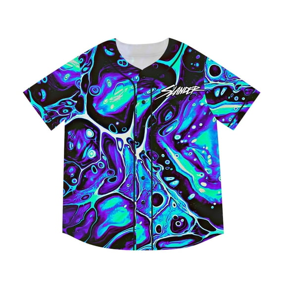 Slander Spaceman Baseball Jersey Men/Women Casual Thin button Baseball uniform Oil Slick Custom Short Sleeves Jersey