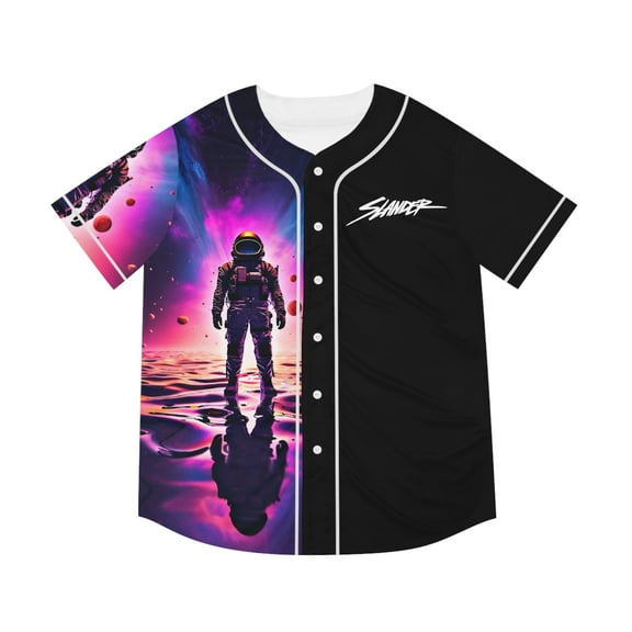 Slander Spaceman Baseball Jersey Men/Women Casual Thin button Baseball uniform Oil Slick Custom Short Sleeves Jersey