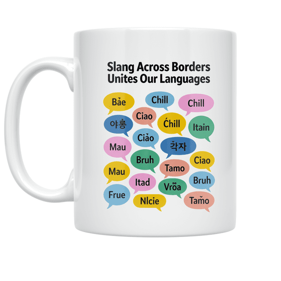 Slang Across Borders Unites Our Languages - Language Enthusiast - 11 oz Ceramic Coffee Mug